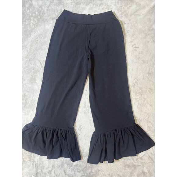 Matilda Jane Women’s Capri Pants Medium Black Big Ruffle Hem Cropped - Picture 8 of 9